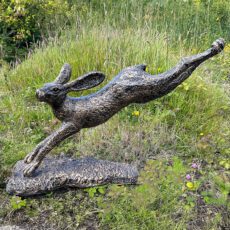 5060235337796 1 Enigma Marble Resin Leaping Hare Garden Statue.jpg